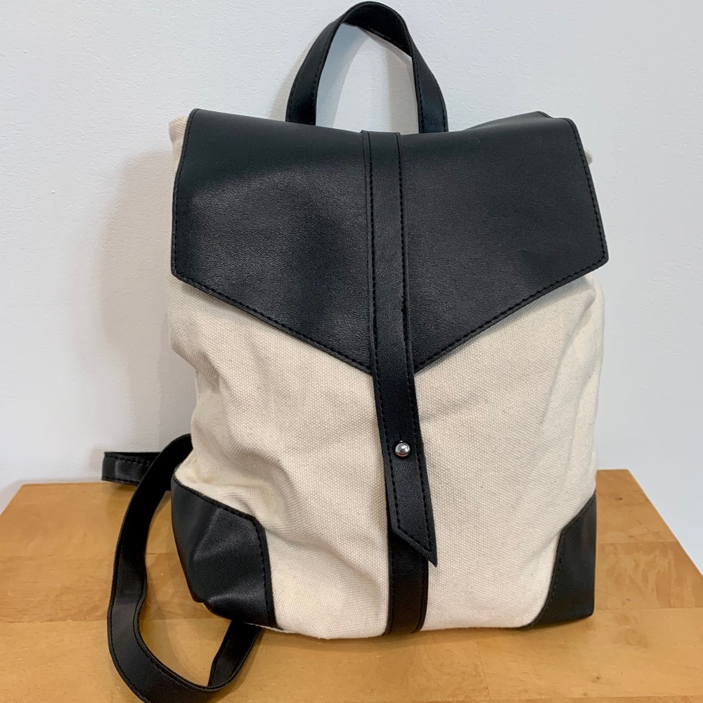 Canvas and Faux Leather Backpack - FREE WITH PURCHASE OF AT LEAST 1 OTHER ITEM